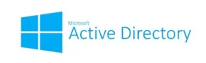 Microsoft Active Directory logo with the Windows icon and blue Active Directory text on a white background.